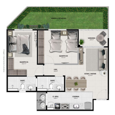 JOTANUNES - VB PETROLINA - PLANTA TIPO A2 GARDEN