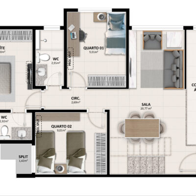 TERRACOS RESIDENCE - PLANTA COBERTURA TERREA TIPO A