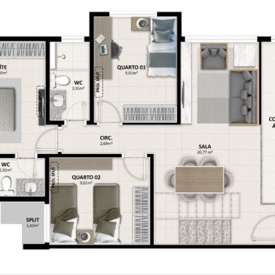 TERRACOS RESIDENCE - PLANTA COBERTURA TERREA TIPO A