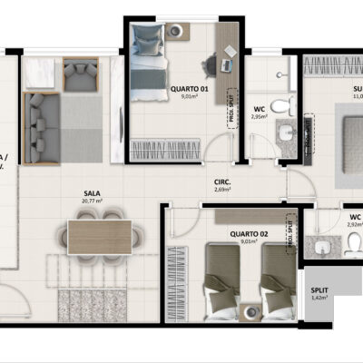 TERRACOS RESIDENCE -PLANTA COBERTURA TERREA TIPO C