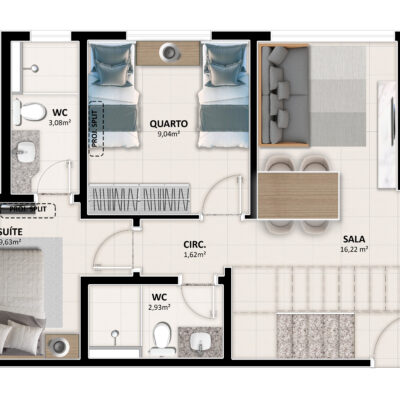 TERRACOS RESIDENCE -PLANTA COBERTURA TERREA TIPO D