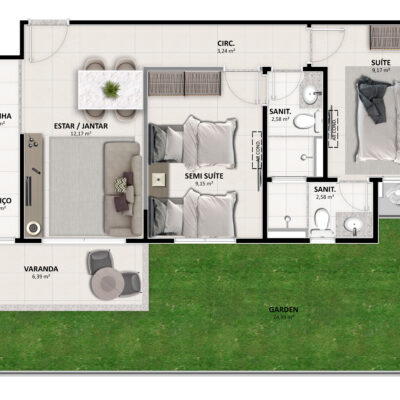 JOTANUNES - LA VIE RESIDENCE - PLANTA 2 QUARTOS TERREA